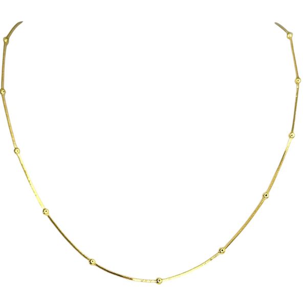 Colar Bola Rato Quadrado Espaçada Banhado A Ouro 18K