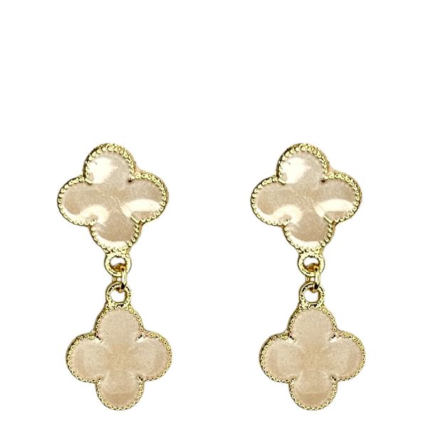 Brinco Trevo Pérola Virgínia Banhado A Ouro 18K