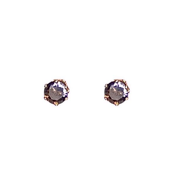 Brinco Pedra Redonda Lilás Zircônia Banhado A Ouro 18K
