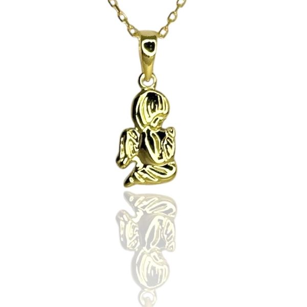 Pingente Anjo Orando Banhado A Ouro 18K