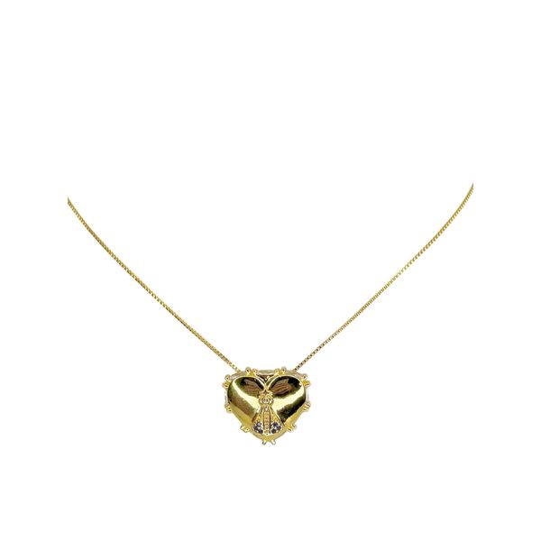 Colar Veneziana Nossa Senhora Zircônia Banhado A Ouro 18K