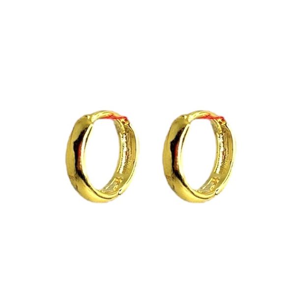 Brinco Argola Lisa 13m Banhado A Ouro 18K