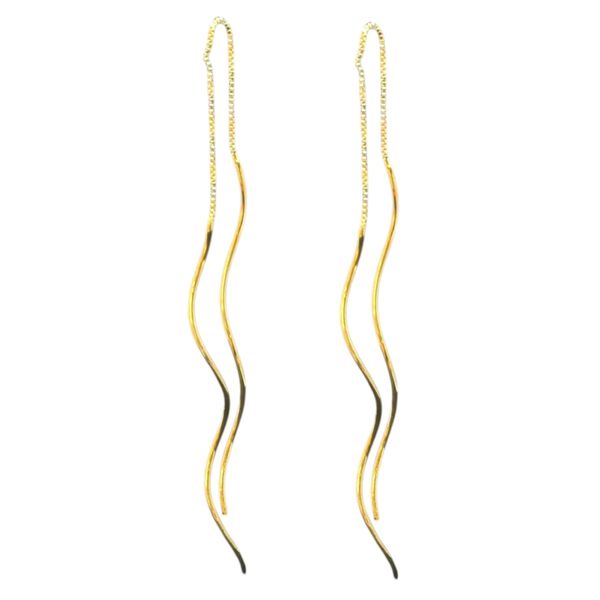 Brinco Costura Ondulado Liso Banhado a ouro 18K