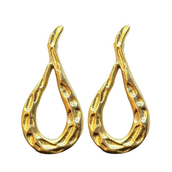 Brinco Gota Orgânica Vazado Banhado A Ouro 18K