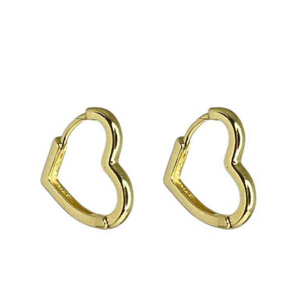 Brinco Argola Coração Banhado A Ouro 18K
