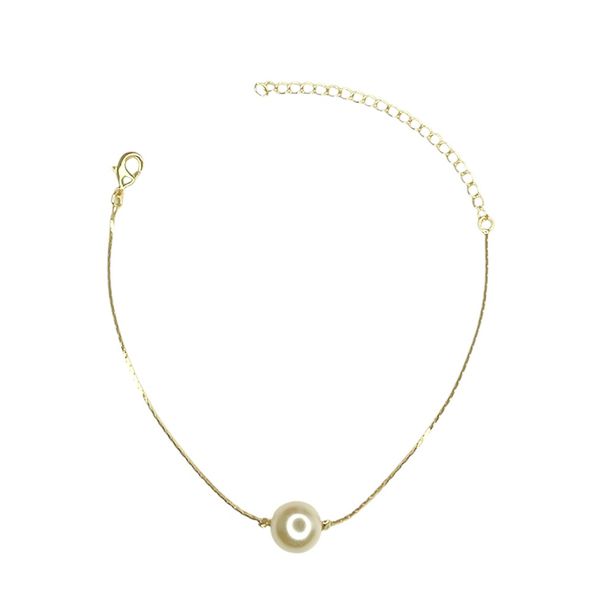 Pulseira Malha L 90 Pérola Única Banhado A Ouro 18K