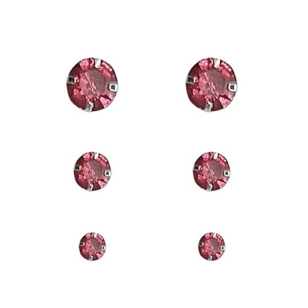 Brinco Trio Bolinha Rubi Banhado A Prata 925