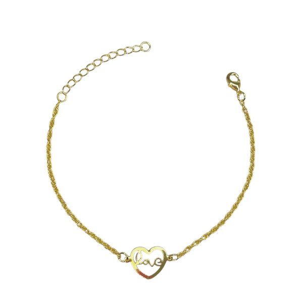 Pulseira Singapura Love Meio Banhado A Ouro 18K