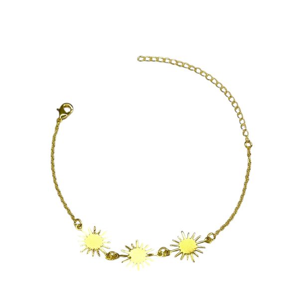 Pulseira Três Sol Chapada Banhado A Ouro 18K