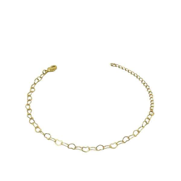Pulseira Elo Coração Vazado 4m Banhado A Ouro 18K