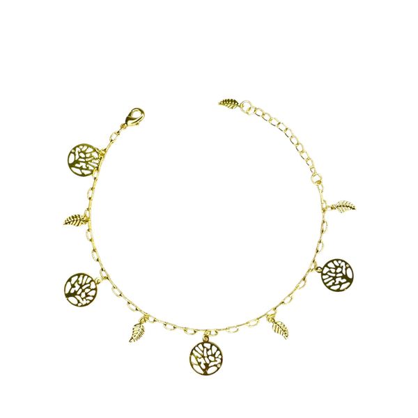 Pulseira Árvore Ramo Badulaque Banhado A Ouro 18K