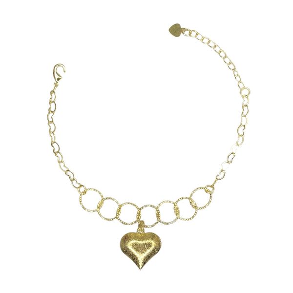Pulseira Argola Coração Abaulada Banhado A Ouro 18K