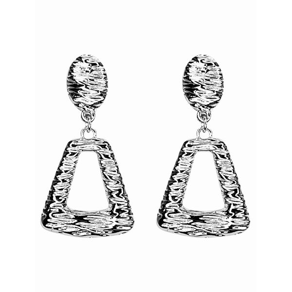 Brinco Glam Textura Banhado A Prata 925