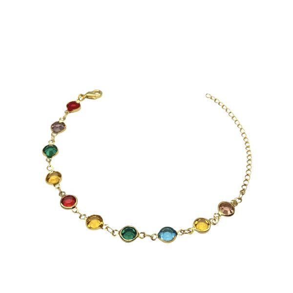 Pulseira Tiffany Colorido Escuro Banhado A Ouro 18k