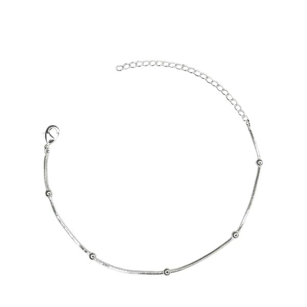 Pulseira Bolinha Rato Quadrado Espaçada Banhado A Prata 925