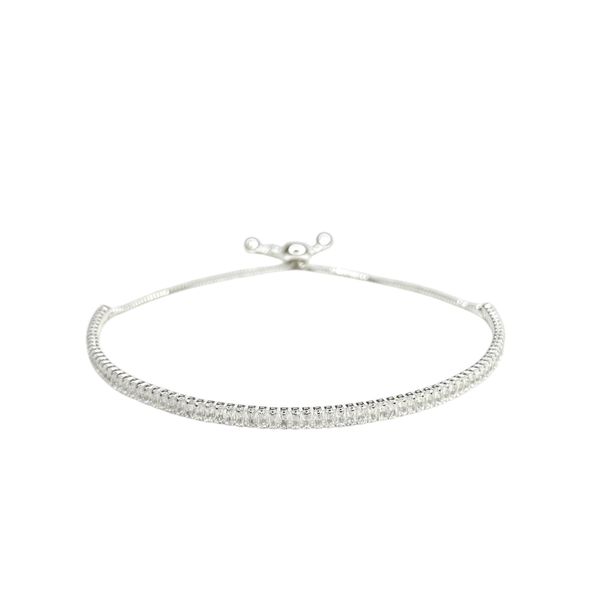 Pulseira Gravatinha Cravejada Zircônia Banhado A Prata 925
