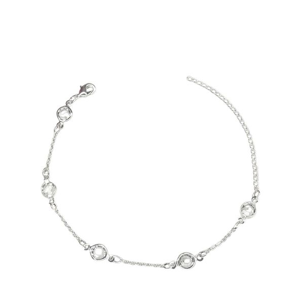Pulseira Cinco Tiffany Cristal Espaçada Banhado A Prata 925