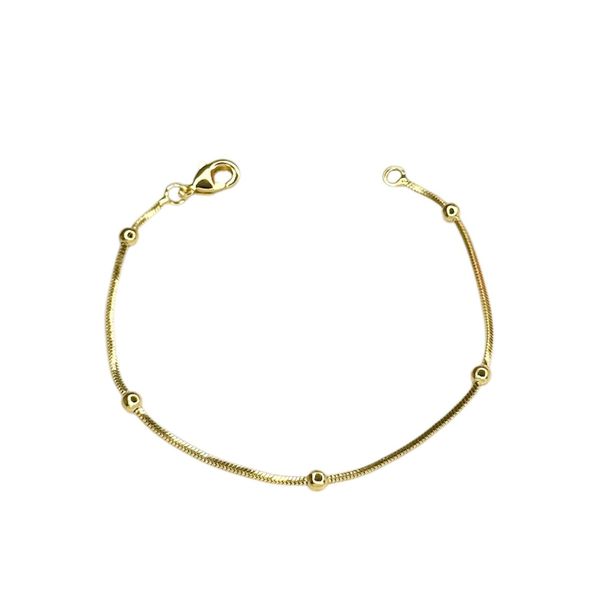 Pulseira Infantil Bola Quadrada Banhado a Ouro 18K