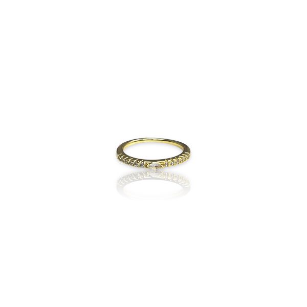 Anel Aparador Pedra Cristal Banhado A Ouro 18k 