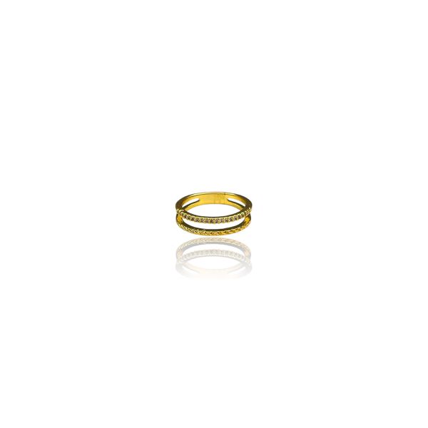 Anel Aparador Duplo Cravejado Banhado A Ouro 18K