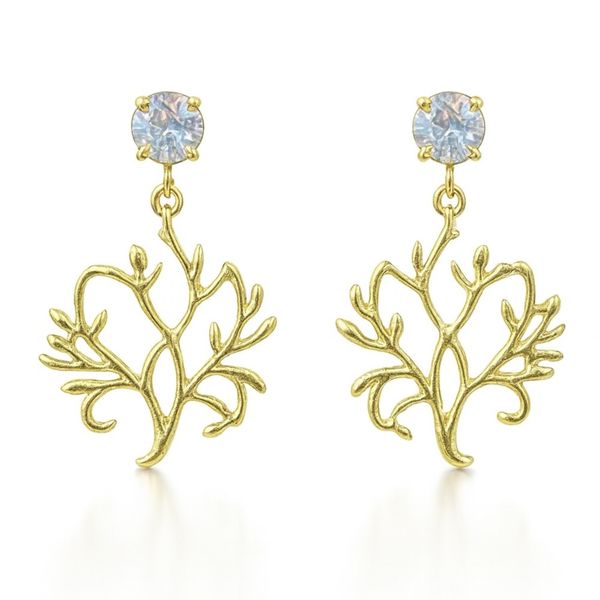 Brinco Árvore da Vida Cristal Banhado a Ouro 18K