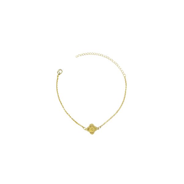 Pulseira Trevo Dourado Meio Banhado A Ouro 18K
