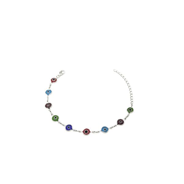 Pulseira Olho Grego Tradicional Colorido Banhado A Prata 925