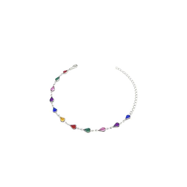 Pulseira Tiffany Gota Colorida Escuro Banhado A Prata 925
