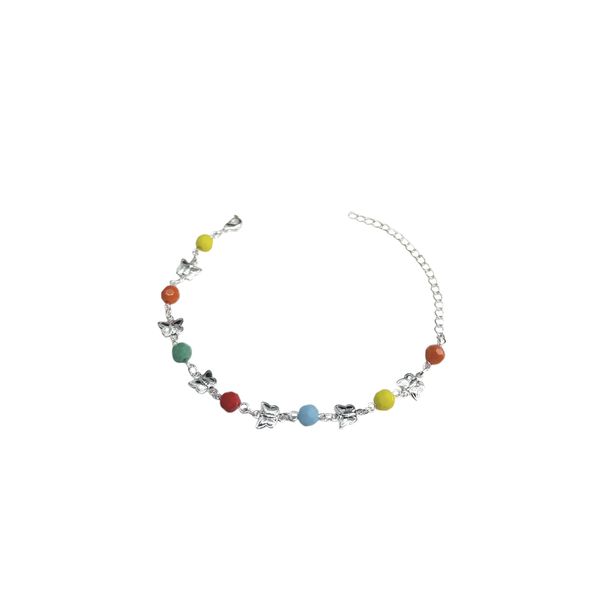 Pulseira Borboleta Lisa Minçanga Colorido Banhado A Prata 925