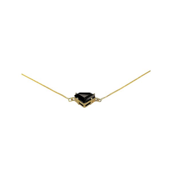 Colar Diamante Preto 46/0.8 Banhado A Ouro 18K