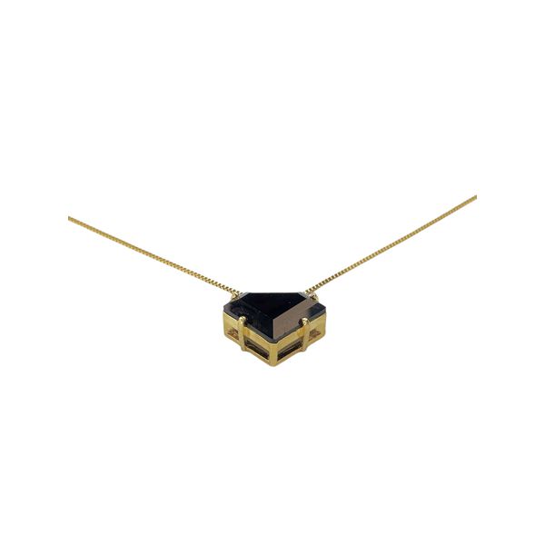 Colar Diamante Preto Banhado A Ouro 18k