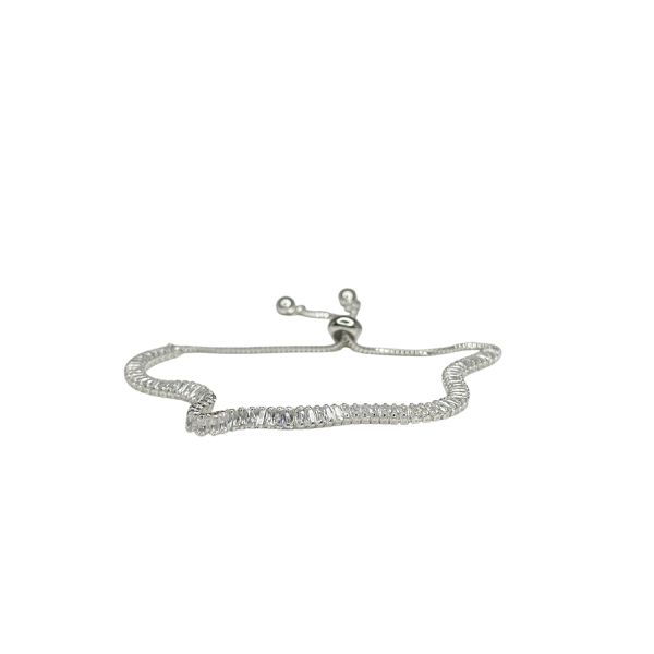Pulseira Gravatinha Cravejada Zircônia Banhado A Prata 925