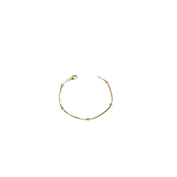 Pulseira Infantil Bola Quadrada Banhado a Ouro 18K