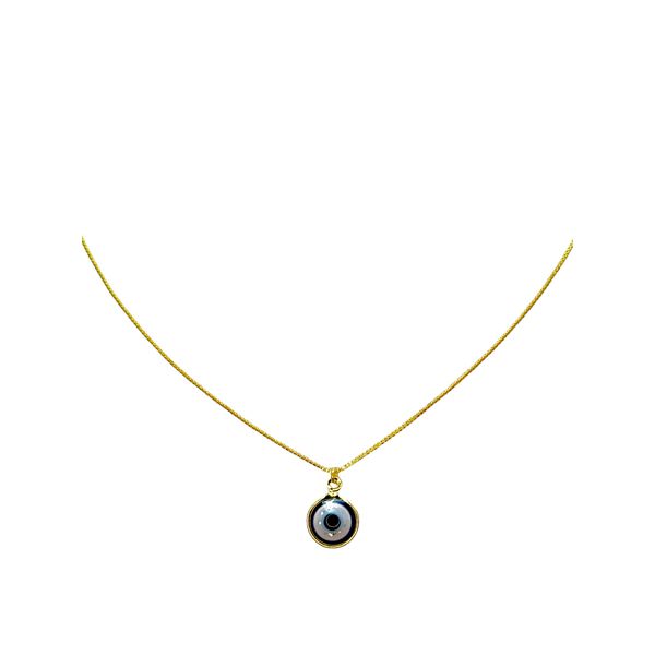 Colar Olho Grego Azul Escuro Banhado A Ouro 18K