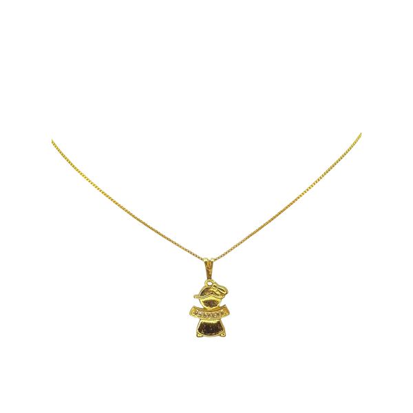 Colar Menina Cravejado Banhado A Ouro 18k