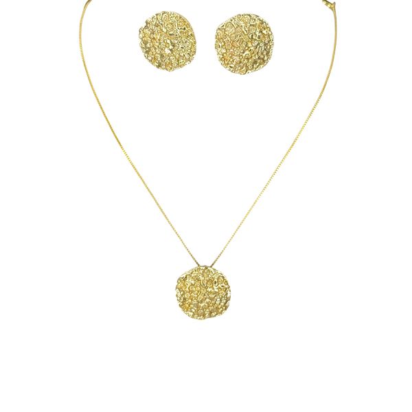 Conjunto Botão Textura Chapado Banhado A Ouro 18K