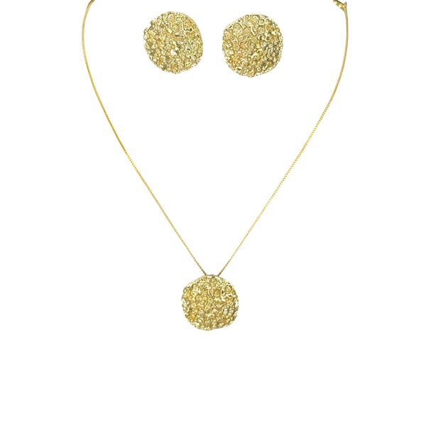 Conjunto Botão Textura Chapado Banhado A Ouro 18K