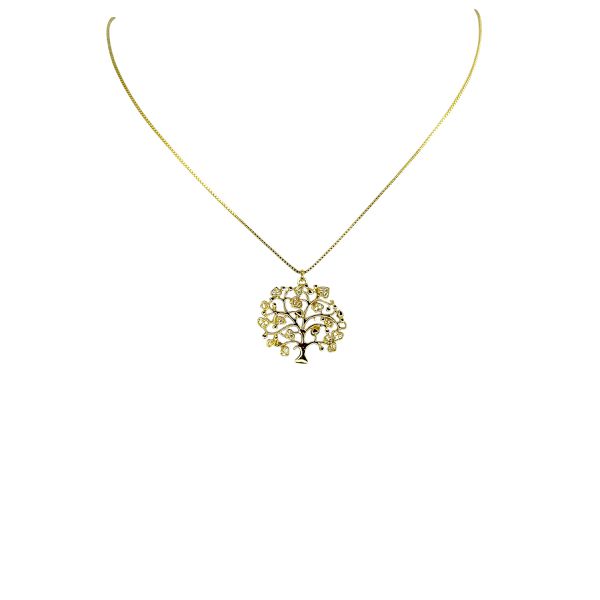 Colar Árvore Da Vida Zircônia Banhado A Ouro 18K