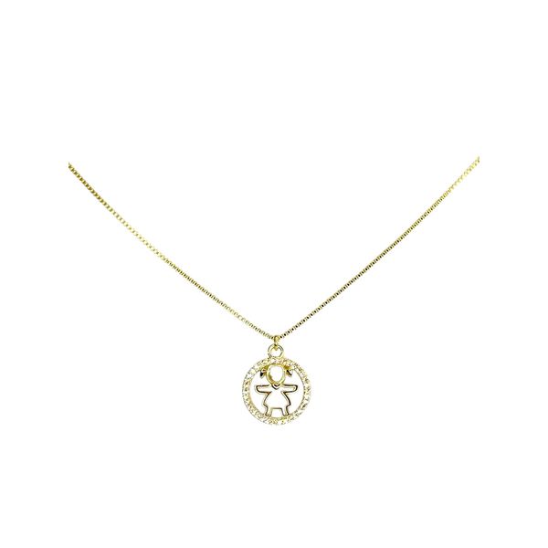 Colar Veneziana Menina Zircônia Banhado A Ouro 18K