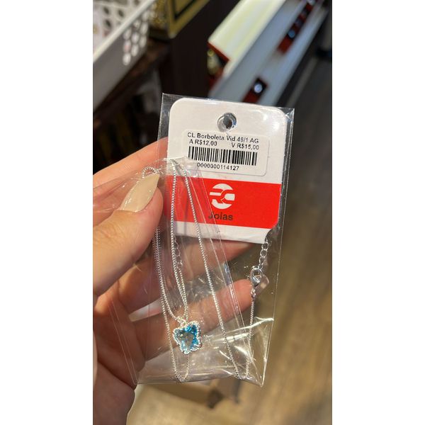 Colar Borboleta Vidro Banhado A Prata 925
