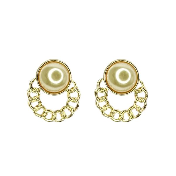 Brinco Pérola Grumet Banhado A Ouro 18K