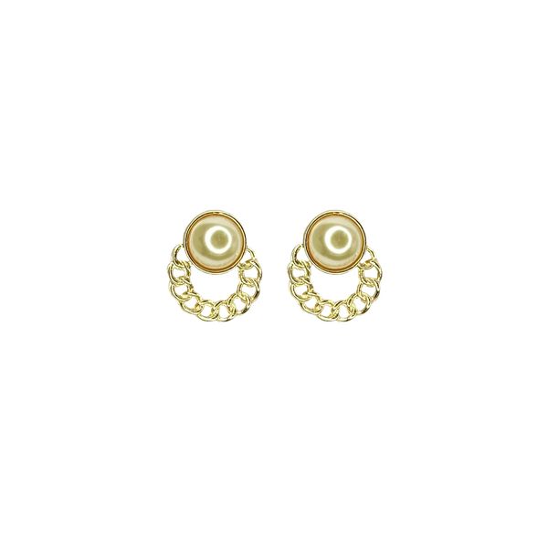 Brinco Pérola Grumet Banhado A Ouro 18K