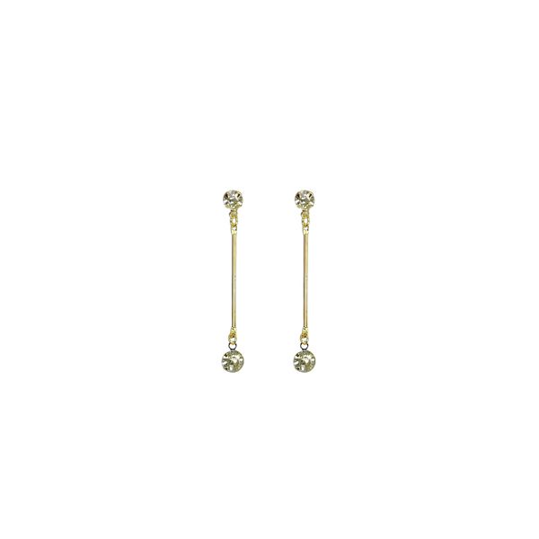 Brinco Palito Duo Strass Banhado A Ouro 18k 