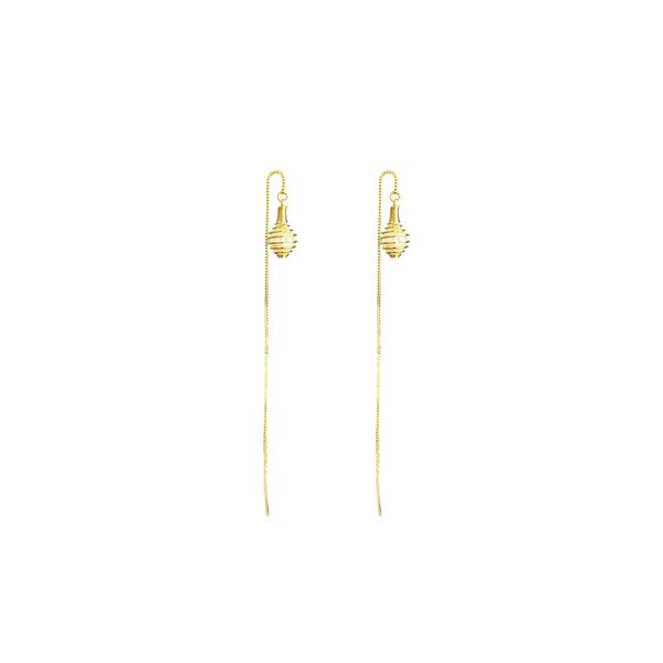 Brinco Costura Armadura Enrolada banhado A Ouro 18K