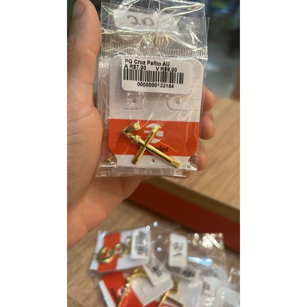 Pingente Cruz Palito Banhado A Ouro 18K