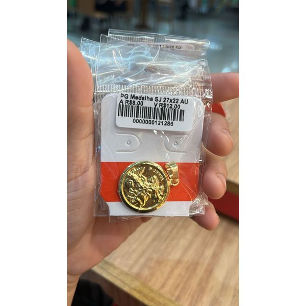 Pingente Medalha São Jorge 27x22 Banhado A Ouro 18K