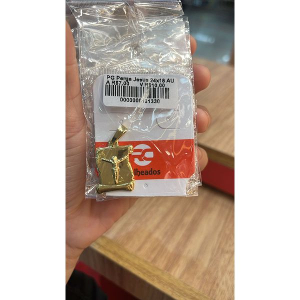 Pingente Pergaminho Jesus 24x18 Banhado A Ouro 18K