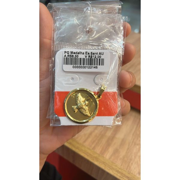 Pingente Medalha Espírito Santo Banhado A Ouro 18K