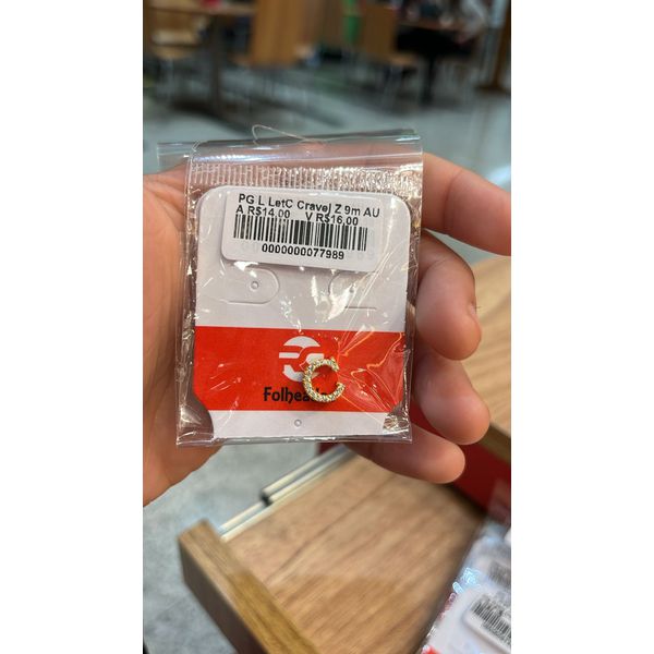 Pingente Latão Letra C Cravejada Zircônia Banhado A Ouro 18k
