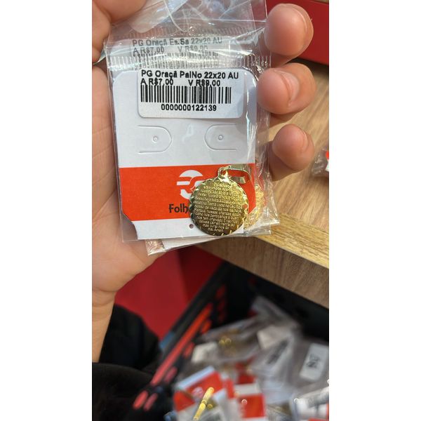 Pingente Oração Pai Nosso Banhado A Ouro 18k